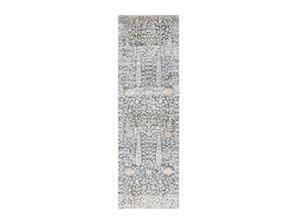 Black 2'7" x 8'3" Transitional Hand knotted Wool/Silk Rug - Sku: O064422
