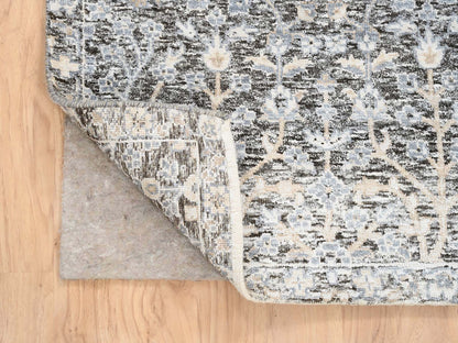 Black 2'7" x 8'3" Transitional Hand knotted Wool/Silk Rug - Sku: O064422