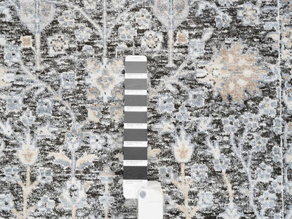 Black 2'7" x 8'3" Transitional Hand knotted Wool/Silk Rug - Sku: O064422
