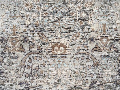 Brown 2'7" x 22'3" Transitional Hand knotted Wool/Silk Rug - Sku: O064423