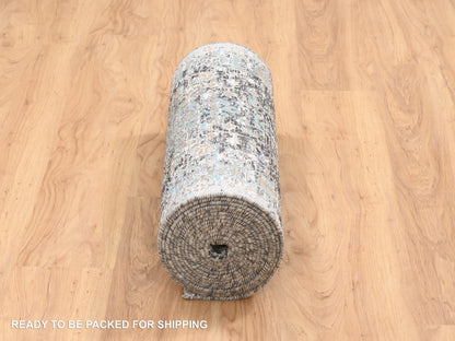 Brown 2'6" x 20'0" Transitional Hand knotted Wool/Silk Rug - Sku: O064424
