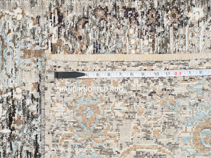 Brown 2'6" x 20'0" Transitional Hand knotted Wool/Silk Rug - Sku: O064424