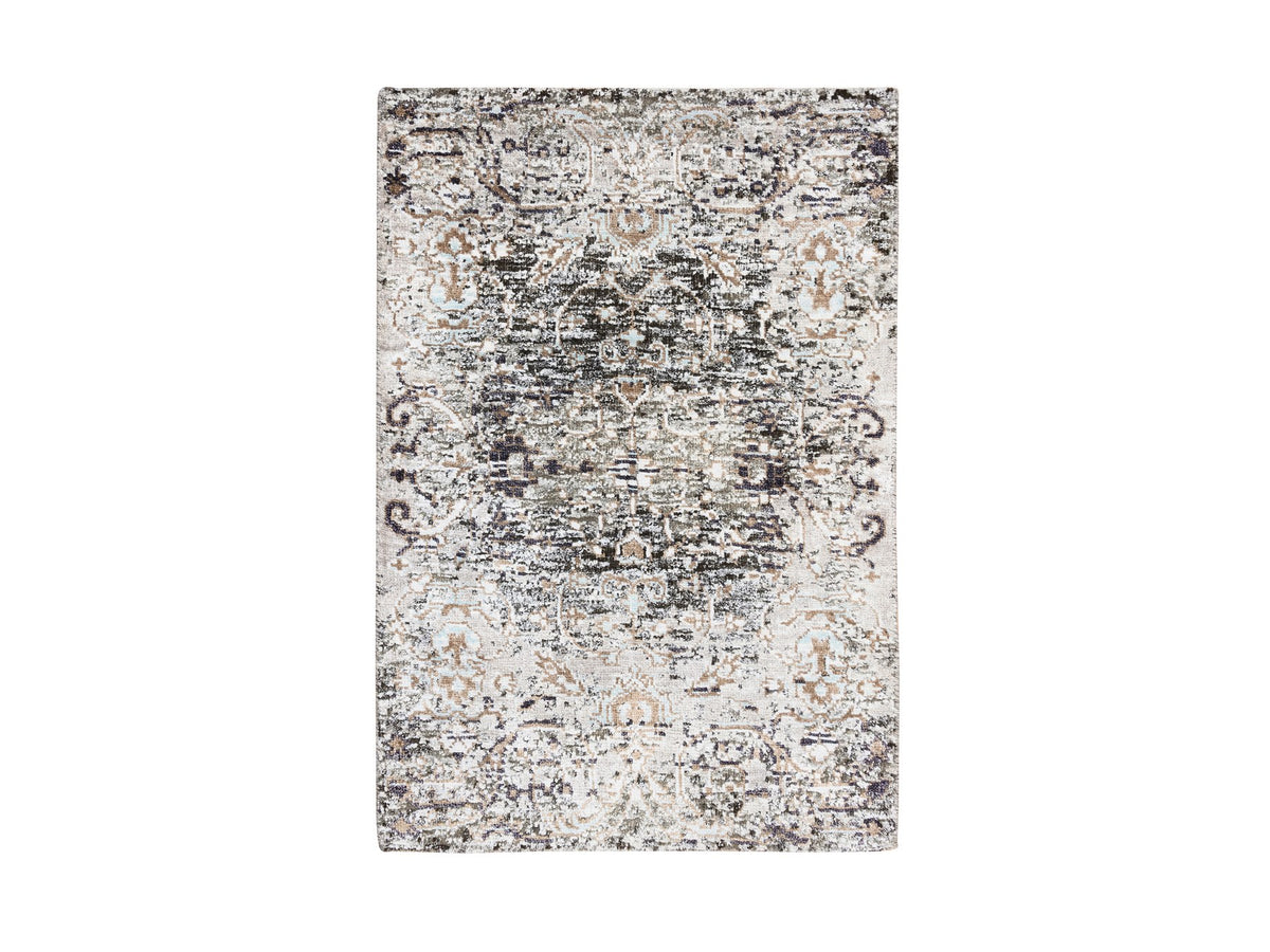 Transitional hand-knotted wool/silk rug in Brown, 2'1" x 3' — SKU O064427