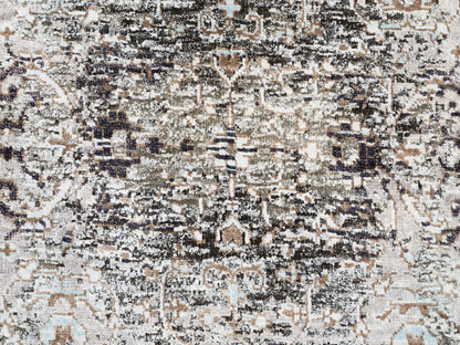 Brown 2'1" x 3'0" Transitional Hand knotted Wool/Silk Rug - Sku: O064427