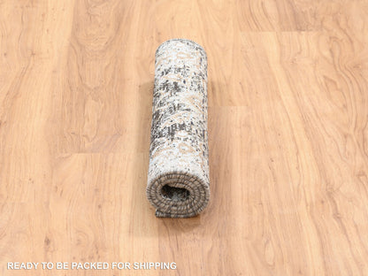 Brown 2'1" x 3'0" Transitional Hand knotted Wool/Silk Rug - Sku: O064427