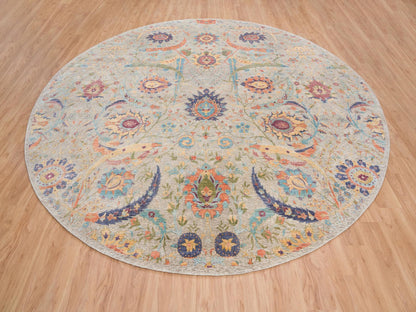 Transitional hand-knotted wool/silk rug in Ivory, 13'7" x 13'7" — SKU O064436 (view 2)