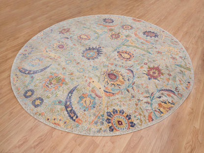 Transitional hand-knotted wool/silk rug in Ivory, 13'7" x 13'7" — SKU O064436 (view 3)