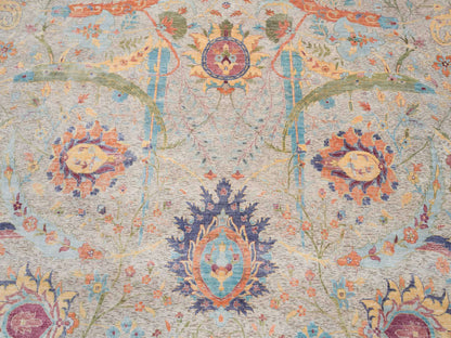 Transitional hand-knotted wool/silk rug in Ivory, 13'7" x 13'7" — SKU O064436 (view 8)