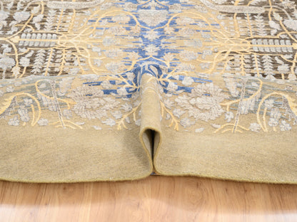 Brown 11'10" x 11'10" Transitional Hand knotted Wool/Silk Rug - Sku: O064438