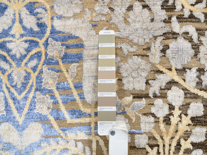 Brown 11'10" x 11'10" Transitional Hand knotted Wool/Silk Rug - Sku: O064438