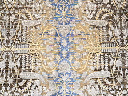 Brown 11'10" x 11'10" Transitional Hand knotted Wool/Silk Rug - Sku: O064438