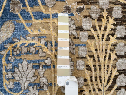 Brown 12'0" x 12'2" Transitional Hand knotted Wool/Silk Rug - Sku: O064440