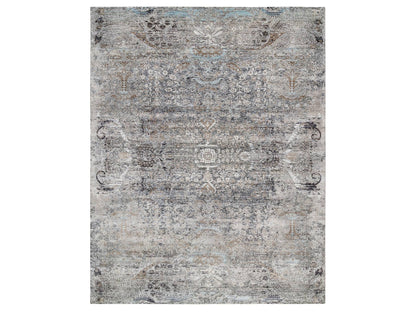 Brown 14'0" x 14'1" Transitional Hand knotted Wool/Silk Rug - Sku: O064442