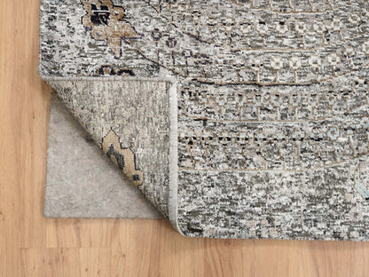 Brown 14'0" x 14'1" Transitional Hand knotted Wool/Silk Rug - Sku: O064442