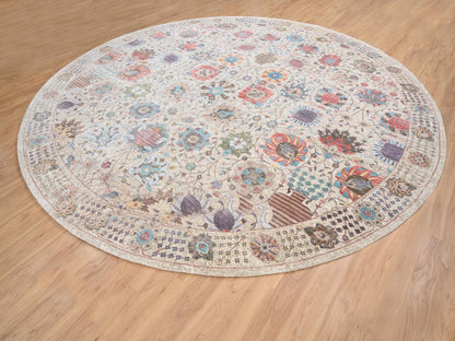 Tabriz Transitional hand-knotted wool/silk rug in Multicolored & Ivory, 14'1" x 14'1" — SKU O064443 (view 3)