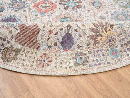 Tabriz Transitional hand-knotted wool/silk rug in Multicolored & Ivory, 14'1" x 14'1" — SKU O064443 (view 6)