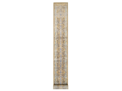 Brown 2'6" x 24'1" Transitional Hand knotted Wool/Silk Rug - Sku: O064444