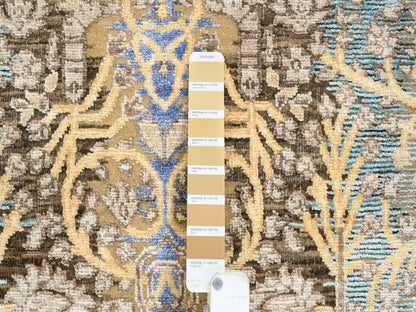 Brown 2'6" x 24'1" Transitional Hand knotted Wool/Silk Rug - Sku: O064444