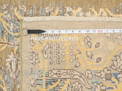 Brown 2'6" x 24'1" Transitional Hand knotted Wool/Silk Rug - Sku: O064444