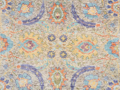 Beige 2'7" x 22'2" Transitional Hand knotted Wool/Silk Rug - Sku: O064445