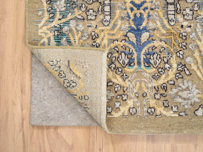 Brown 2'6" x 12'1" Transitional Hand knotted Wool/Silk Rug - Sku: O064447