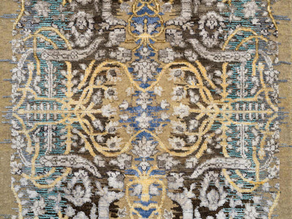 Brown 2'6" x 12'1" Transitional Hand knotted Wool/Silk Rug - Sku: O064447