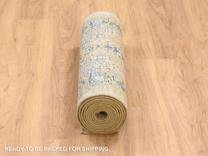 Brown 2'6" x 12'1" Transitional Hand knotted Wool/Silk Rug - Sku: O064447