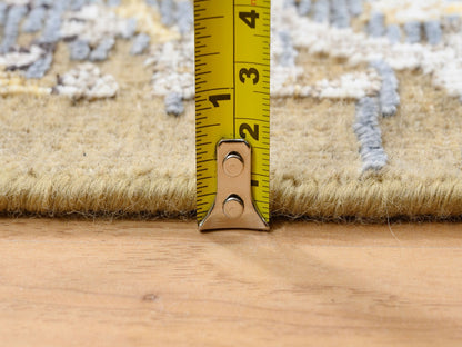 Brown 2'6" x 12'1" Transitional Hand knotted Wool/Silk Rug - Sku: O064447