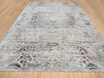 Brown 13'9" x 18'1" Transitional Hand knotted Wool/Silk Rug - Sku: O064448
