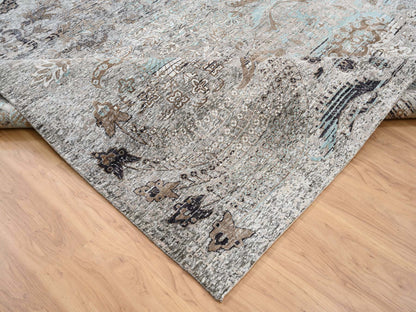 Brown 13'9" x 18'1" Transitional Hand knotted Wool/Silk Rug - Sku: O064448
