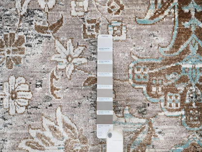 Brown 13'9" x 18'1" Transitional Hand knotted Wool/Silk Rug - Sku: O064448