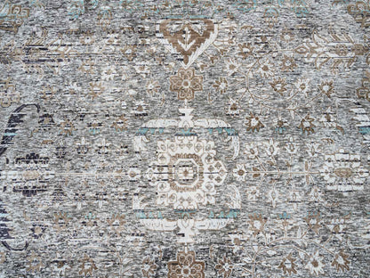 Brown 13'9" x 18'1" Transitional Hand knotted Wool/Silk Rug - Sku: O064448