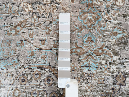 Brown 4'0" x 10'0" Transitional Hand knotted Wool/Silk Rug - Sku: O064451