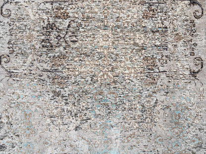 Brown 4'0" x 10'0" Transitional Hand knotted Wool/Silk Rug - Sku: O064451
