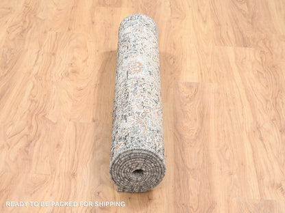 Brown 4'0" x 10'0" Transitional Hand knotted Wool/Silk Rug - Sku: O064451