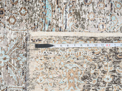 Brown 4'0" x 10'0" Transitional Hand knotted Wool/Silk Rug - Sku: O064451