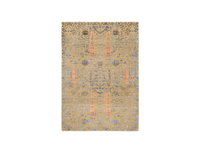Brown 4'1" x 6'2" Transitional Hand knotted Wool/Silk Rug - Sku: O064454