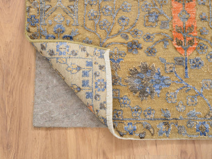 Brown 4'1" x 6'2" Transitional Hand knotted Wool/Silk Rug - Sku: O064454