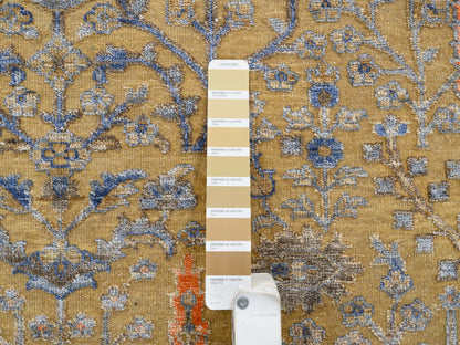 Brown 4'1" x 6'2" Transitional Hand knotted Wool/Silk Rug - Sku: O064454