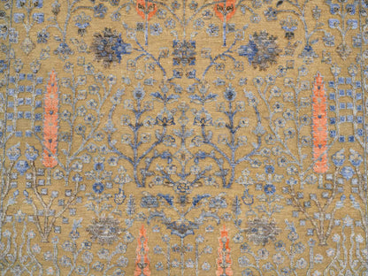 Brown 4'1" x 6'2" Transitional Hand knotted Wool/Silk Rug - Sku: O064454