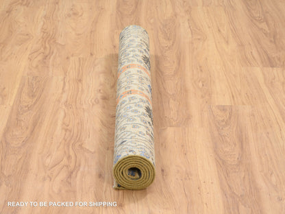 Brown 4'1" x 6'2" Transitional Hand knotted Wool/Silk Rug - Sku: O064454