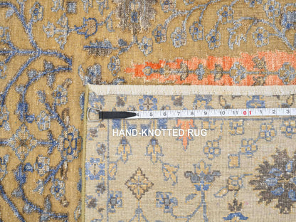 Brown 4'1" x 6'2" Transitional Hand knotted Wool/Silk Rug - Sku: O064454