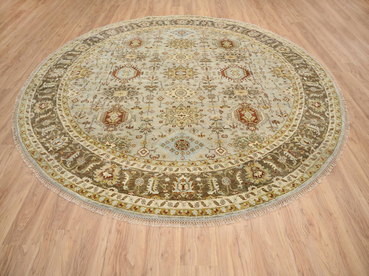 Tribal Heriz hand-knotted wool rug in Gray & Brown, 10' x 10' — SKU O064485 (view 2)
