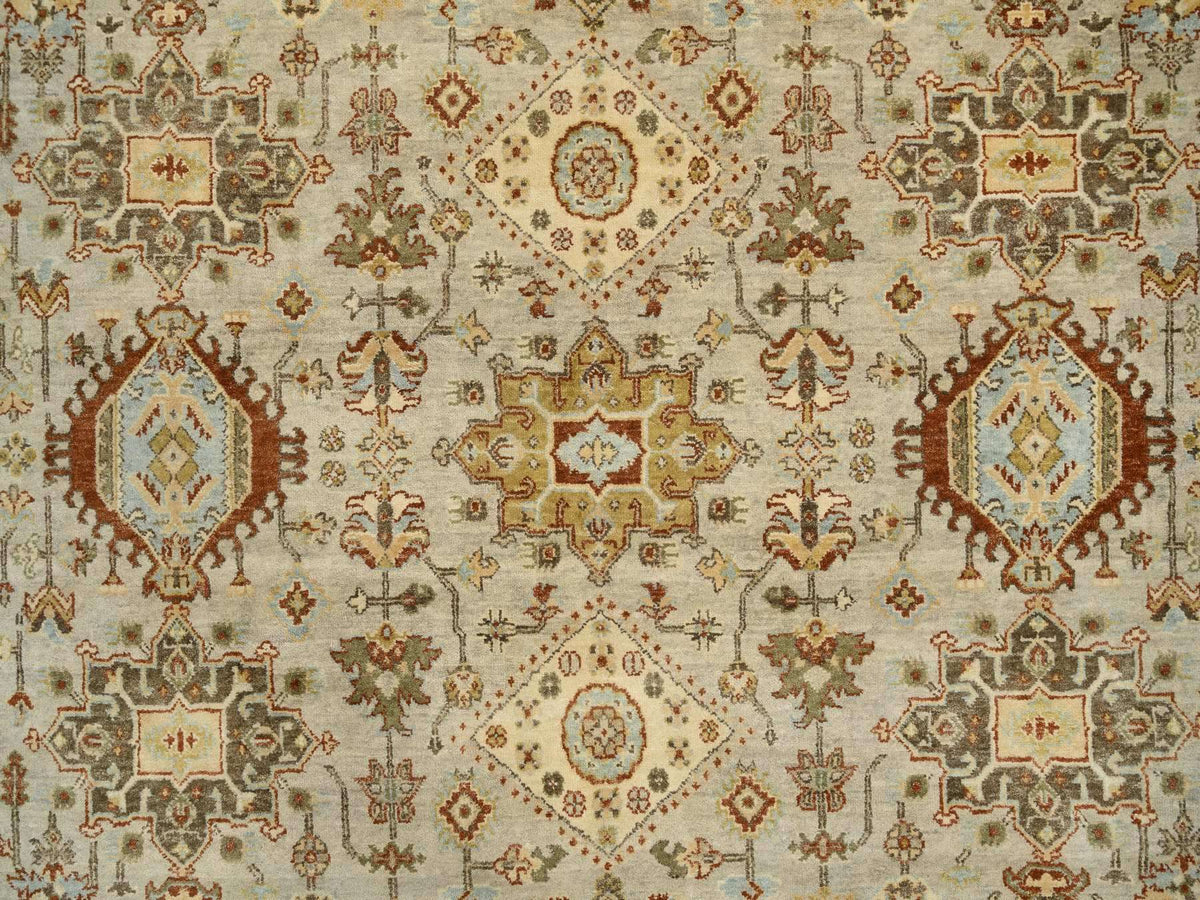 Tribal Heriz hand-knotted wool rug in Gray & Brown, 10' x 10' — SKU O064485 (view 8)