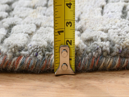 Modern / Contemporary hand-knotted wool/silk rug in Orange, 5'10" x 5'10" — SKU O064487 (view 7)