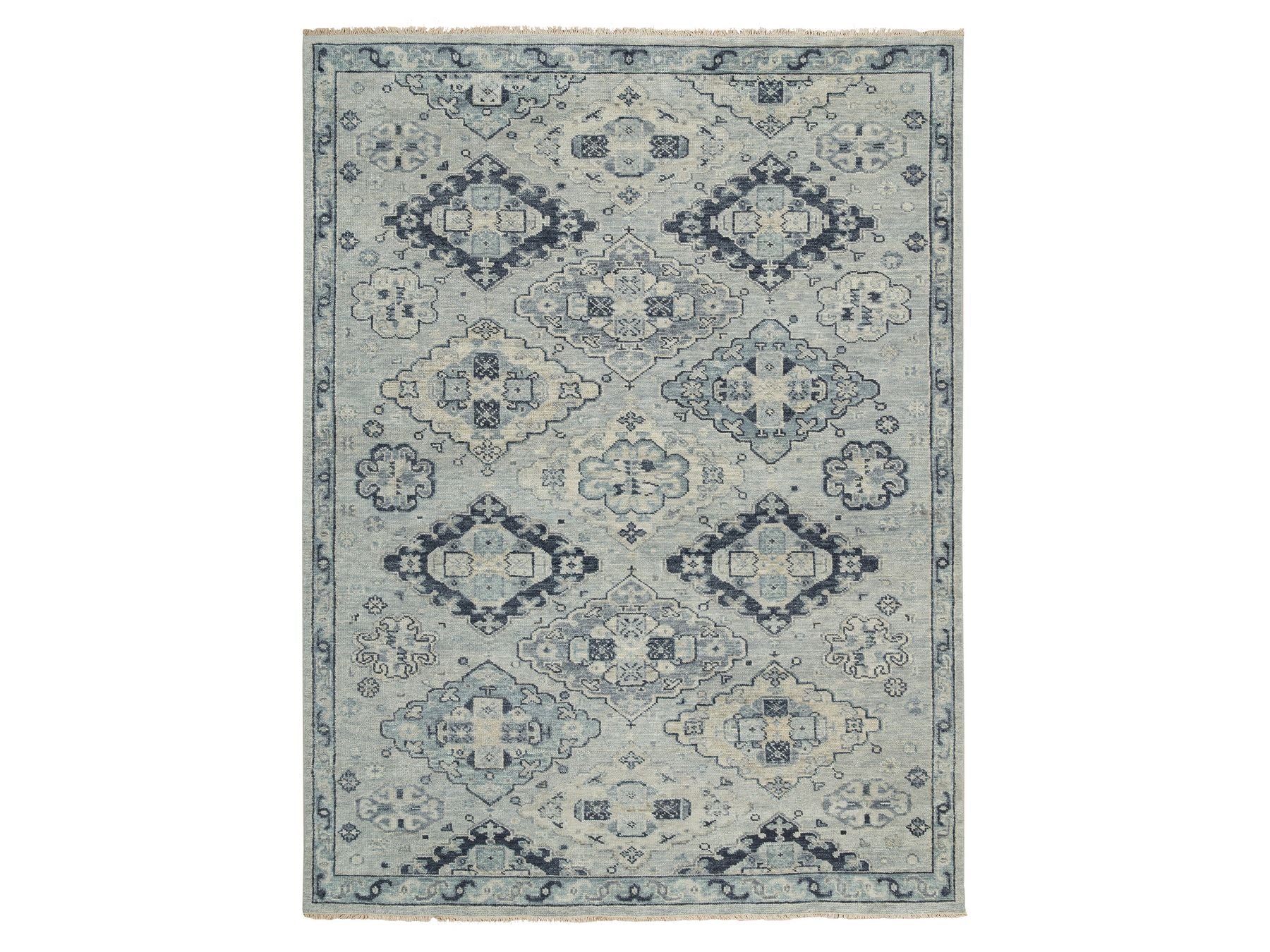 Tribal & Geometric hand-knotted wool rug in Gray & Light Gray, 8'10" x 12' — SKU O064513