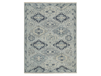 Grey 8'10" x 12'0" Tribal & Geometric Hand knotted Wool Rug - Sku: O064513