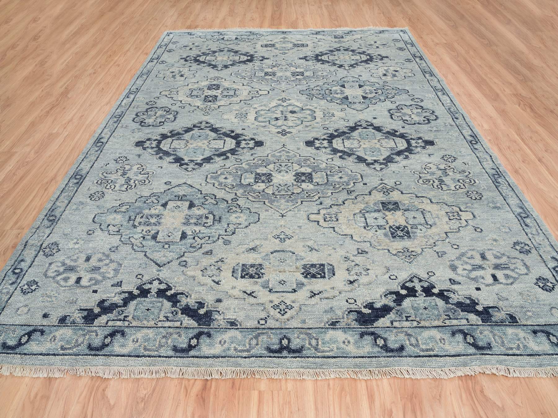 Tribal & Geometric hand-knotted wool rug in Gray & Light Gray, 8'10" x 12' — SKU O064513 (view 2)
