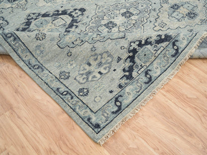 Tribal & Geometric hand-knotted wool rug in Gray & Light Gray, 8'10" x 12' — SKU O064513 (view 6)