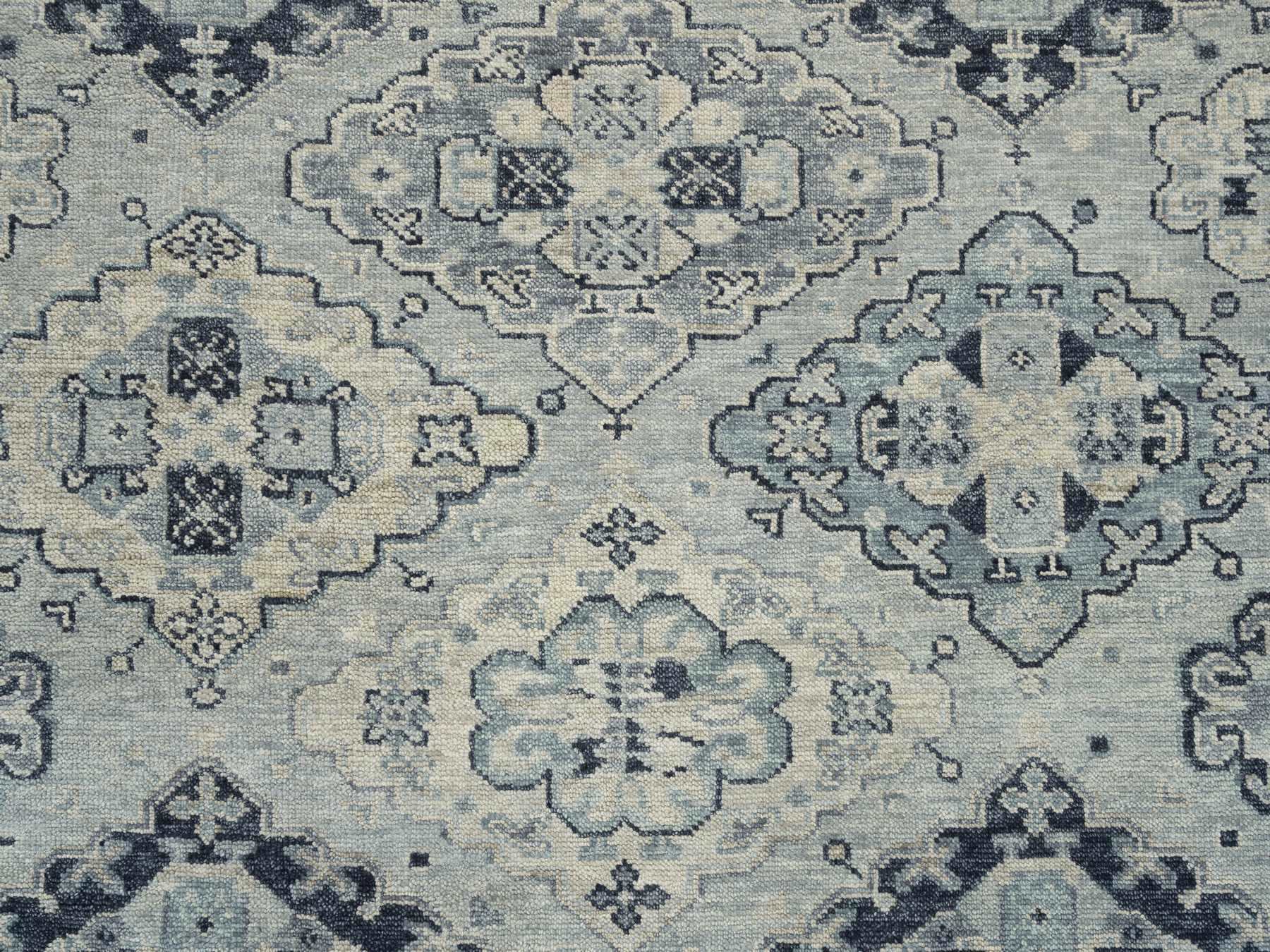 Tribal & Geometric hand-knotted wool rug in Gray & Light Gray, 8'10" x 12' — SKU O064513 (view 8)